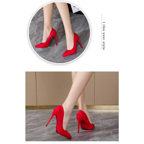 Elegant Plus Size Stiletto Pumps for Women - Pointed Toe Party Shoes